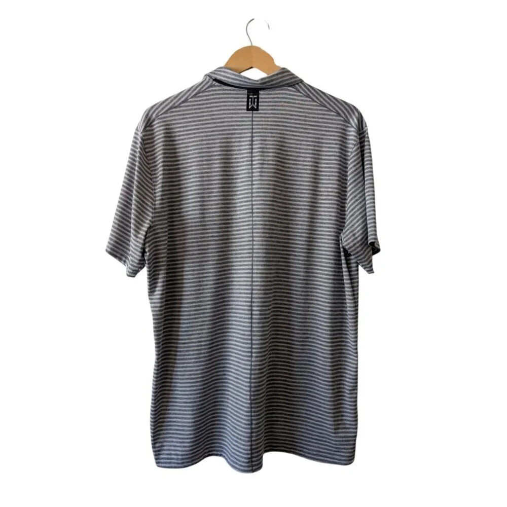 NIKE Tiger Woods Men's T Shirt Size Large Shorts Sleeves Striped Golf Shirt